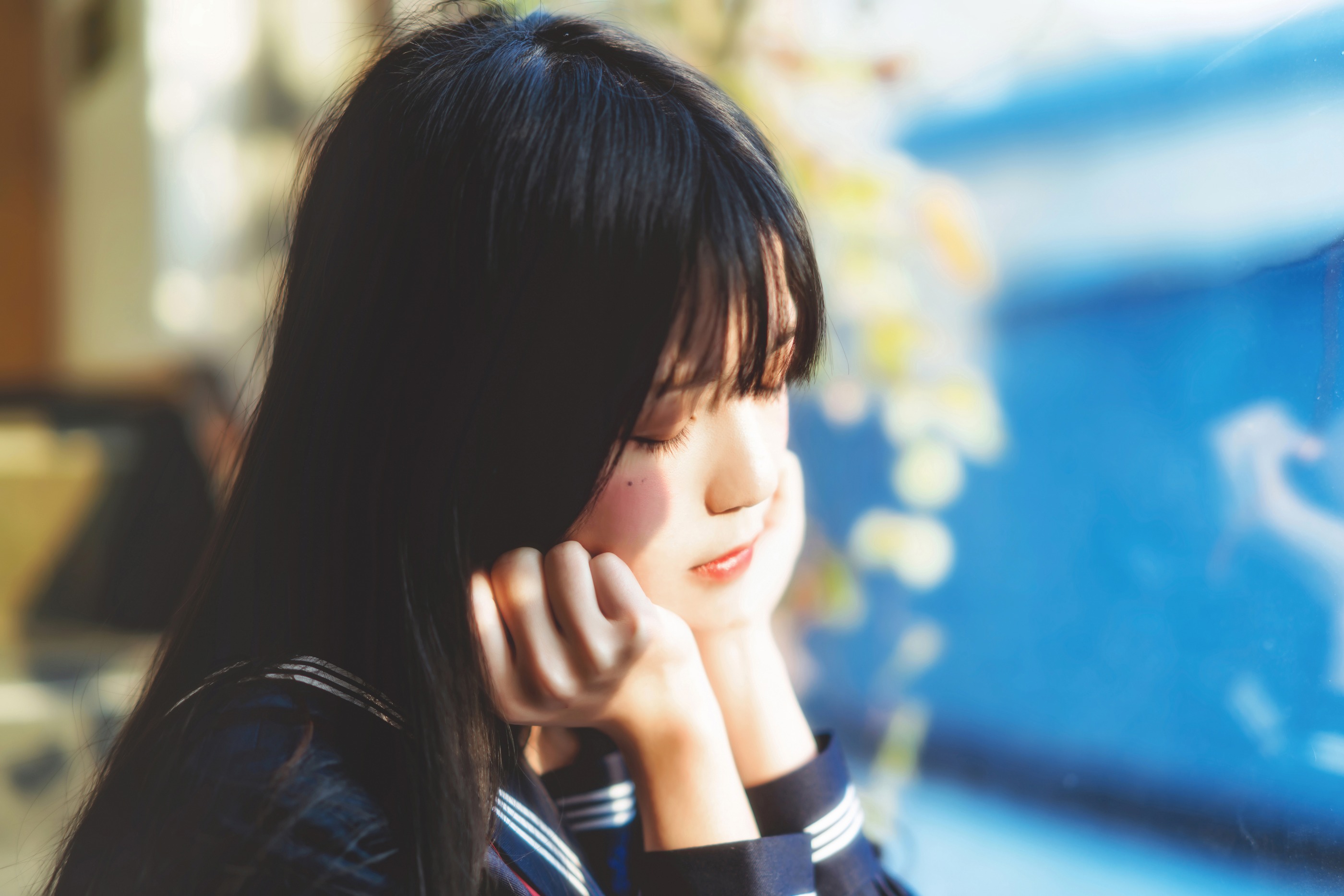 图片[1]-桜桃喵 – NO.043 小小少女 黑色水手服 [50P]-XikXak